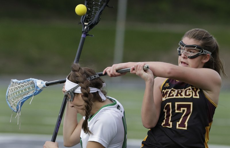 Lacrosse stick hitting opponent on the head